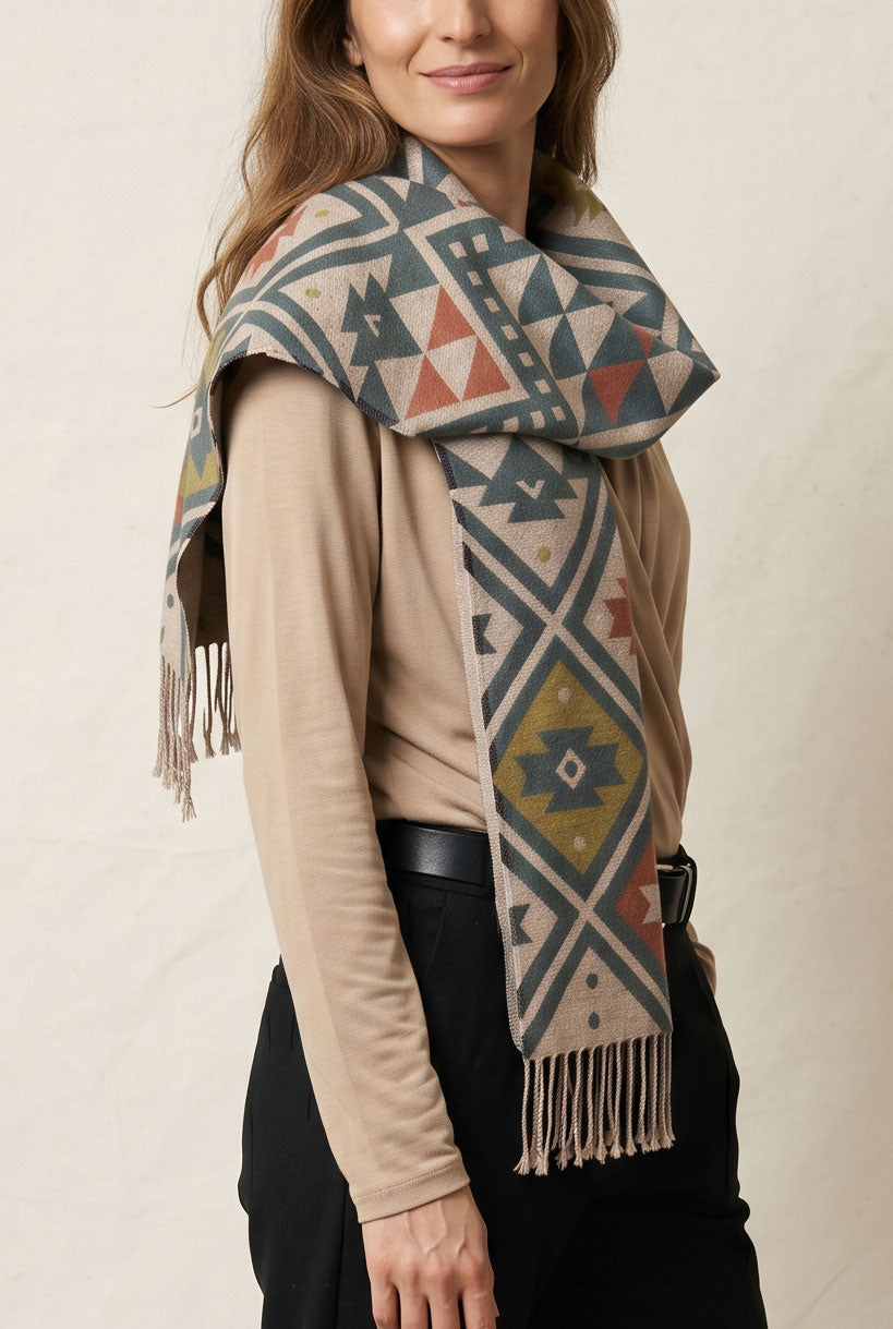 Scarf with Alpaca Mapuche Textile Colors