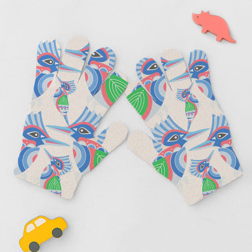 Kingfisher Childhood Print Gloves