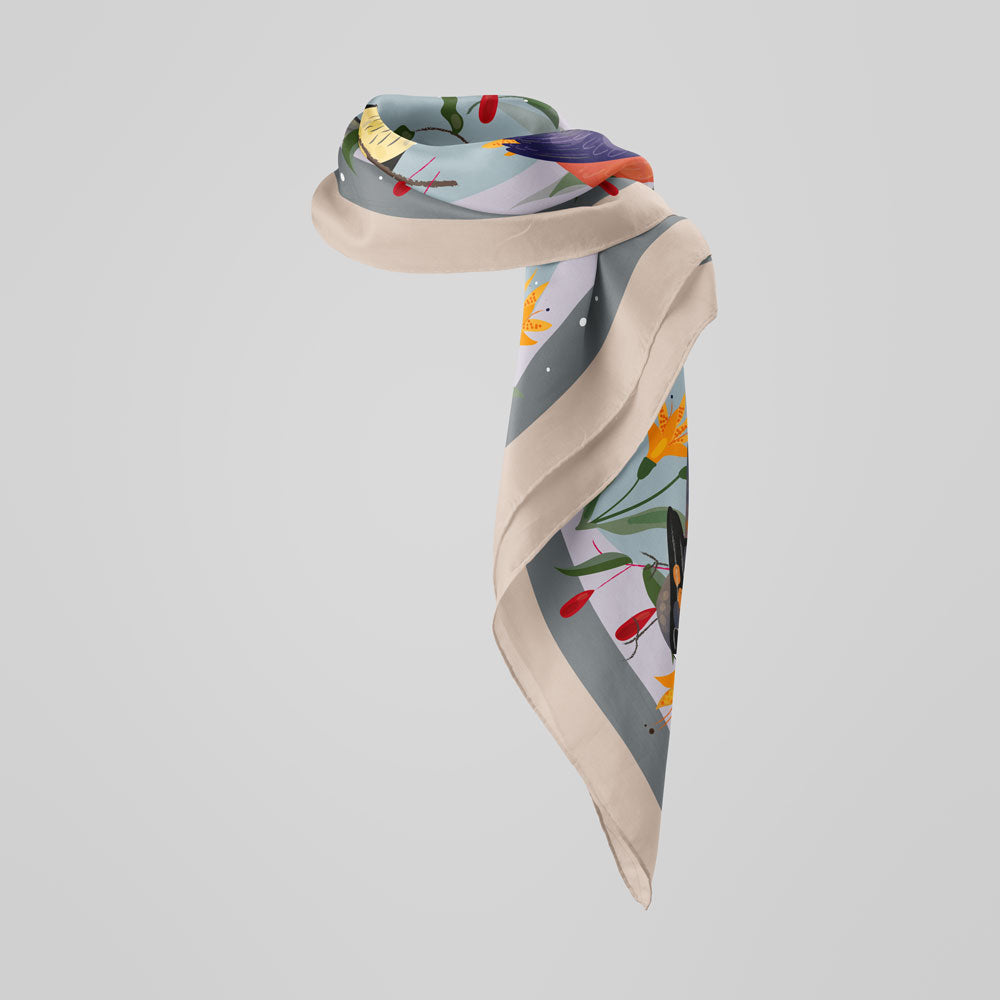 Pañuelo Pequeñas Aves al Atardecer 60