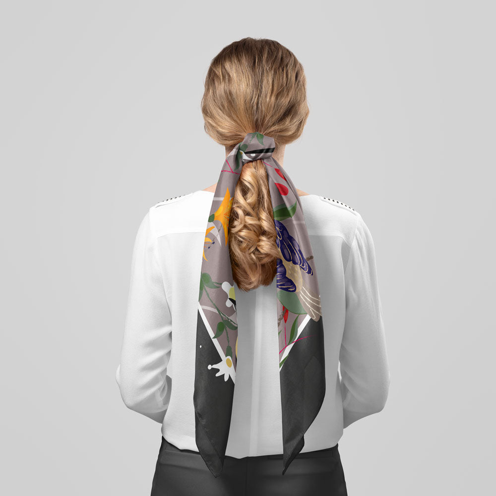 Small Birds at Sunset Scarf Gray 80
