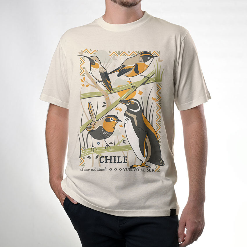 Polera Hombre Aves de Chile Al Sur del Mundo Frente