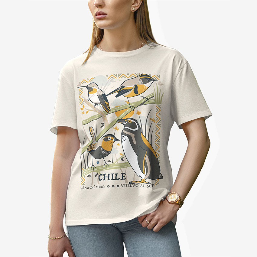 Polera Mujer Aves de Chile Al Sur del Mundo Frente