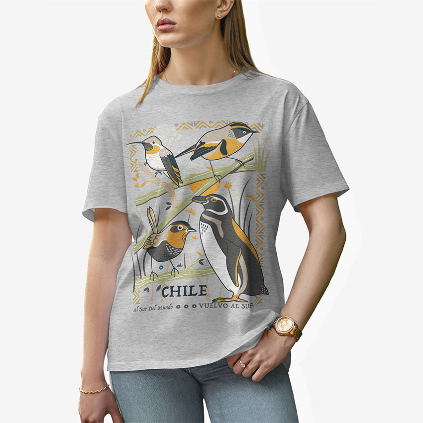 Polera Mujer Aves de Chile Al Sur del Mundo Frente