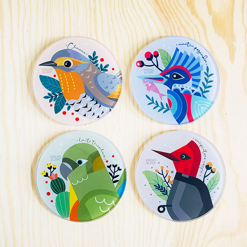 Set Posavasos Aves Coloridas