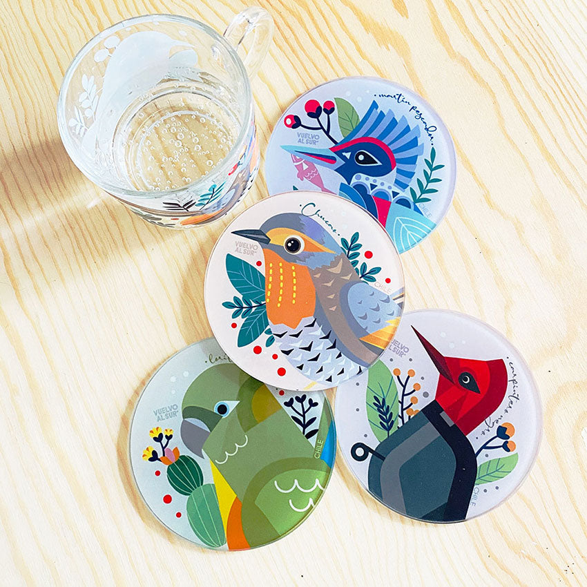 Set Posavasos Aves Coloridas