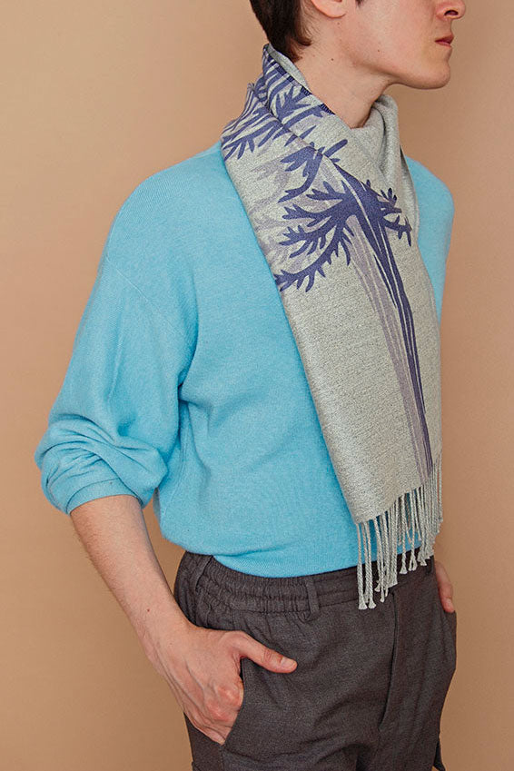 Scarf with Blue Alpaca Araucarias