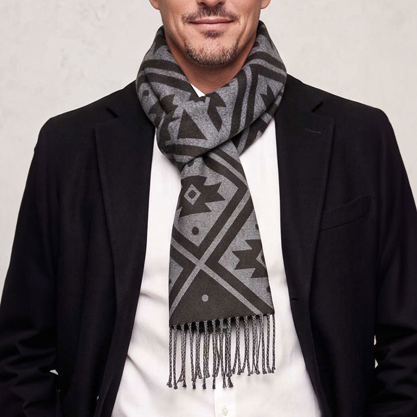 Bufanda con Alpaca Textil Mapuche Negro | Hombre | Vuelvo al Sur