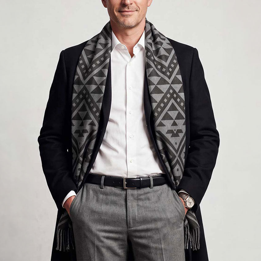 Bufanda con Alpaca Textil Mapuche Negro | Hombre | Vuelvo al Sur