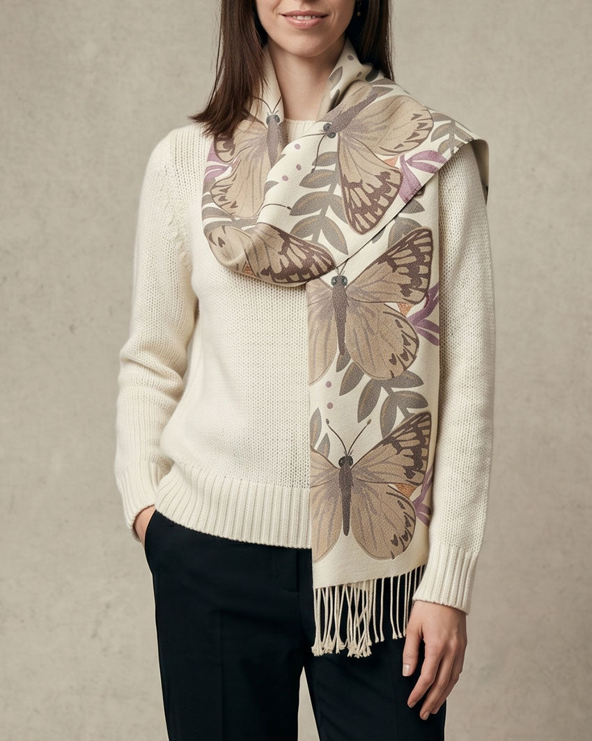 White Butterfly Alpaca Scarf