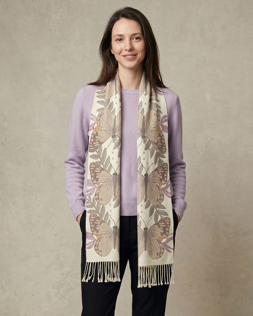 White Butterfly Alpaca Scarf
