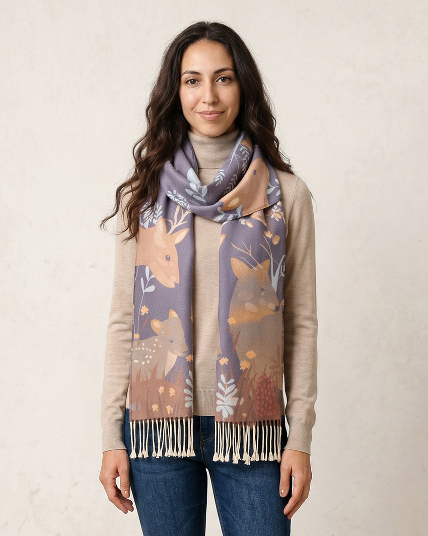 Scarf with Alpaca Pudúes at Night
