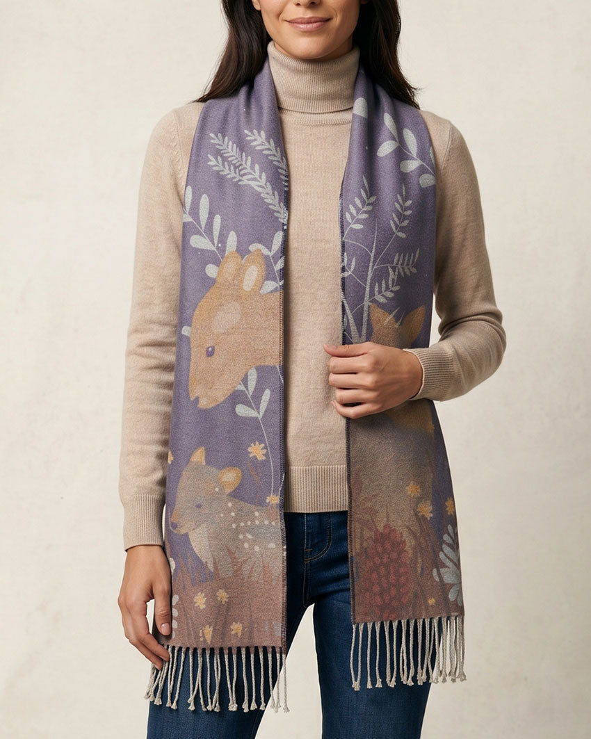 Scarf with Alpaca Pudúes at Night