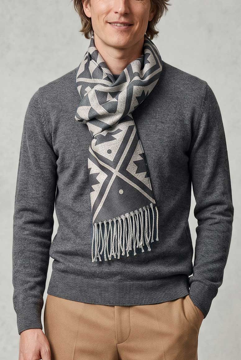 Black Mapuche Textile Alpaca Scarf