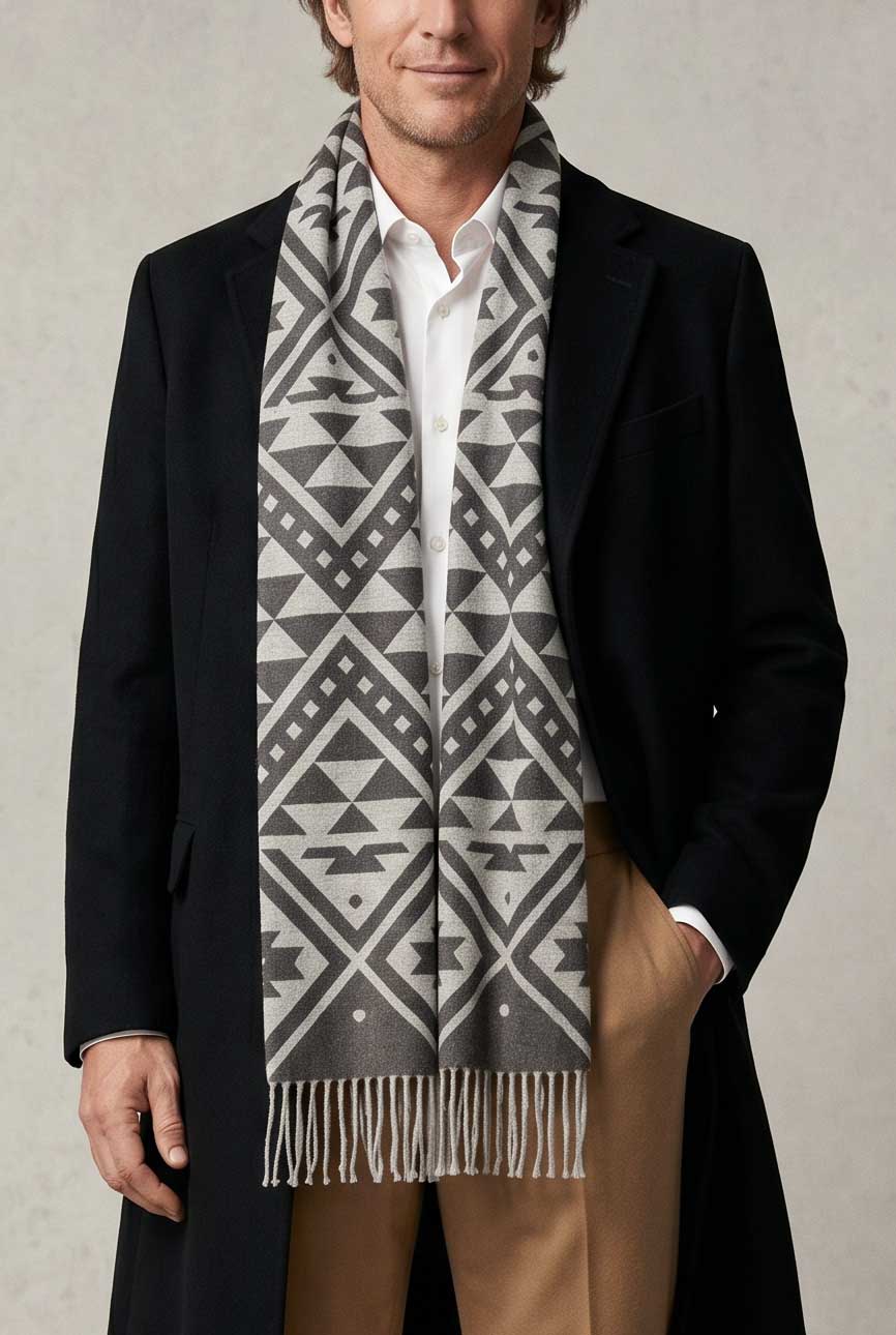 Black Mapuche Textile Alpaca Scarf