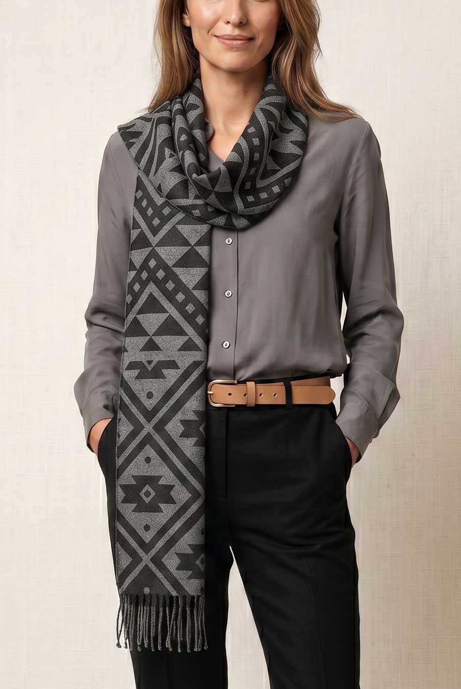 Black Mapuche Textile Alpaca Scarf