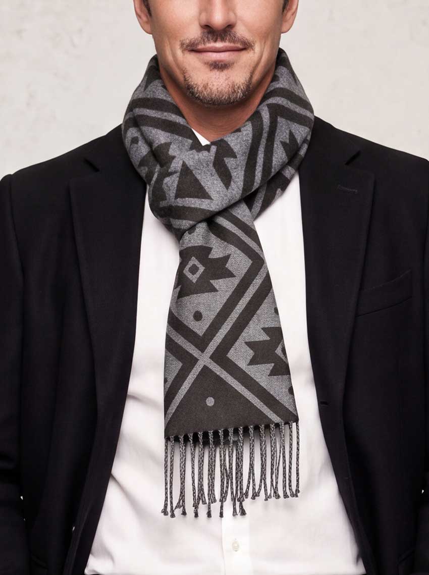 Bufanda con Alpaca Textil Mapuche Negro | Hombre | Vuelvo al Sur