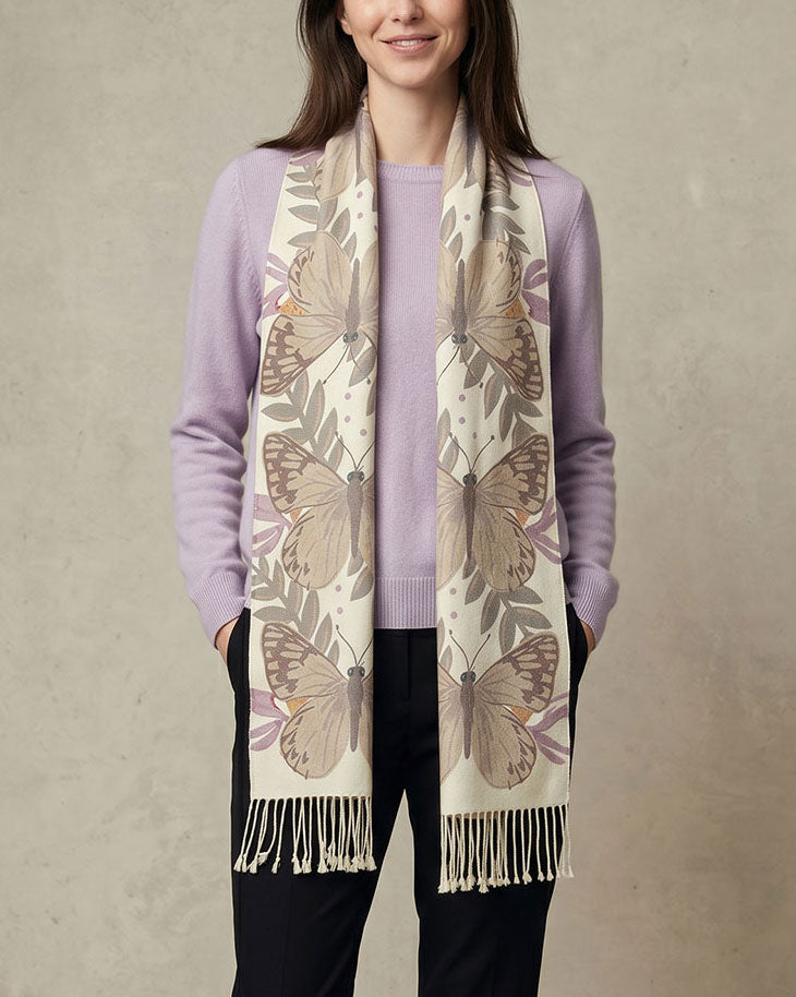 White Butterfly Alpaca Scarf