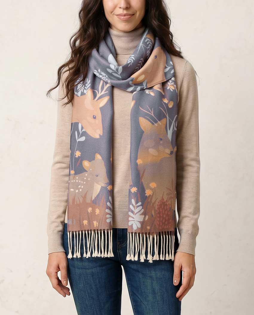 Scarf with Alpaca Pudúes at Night
