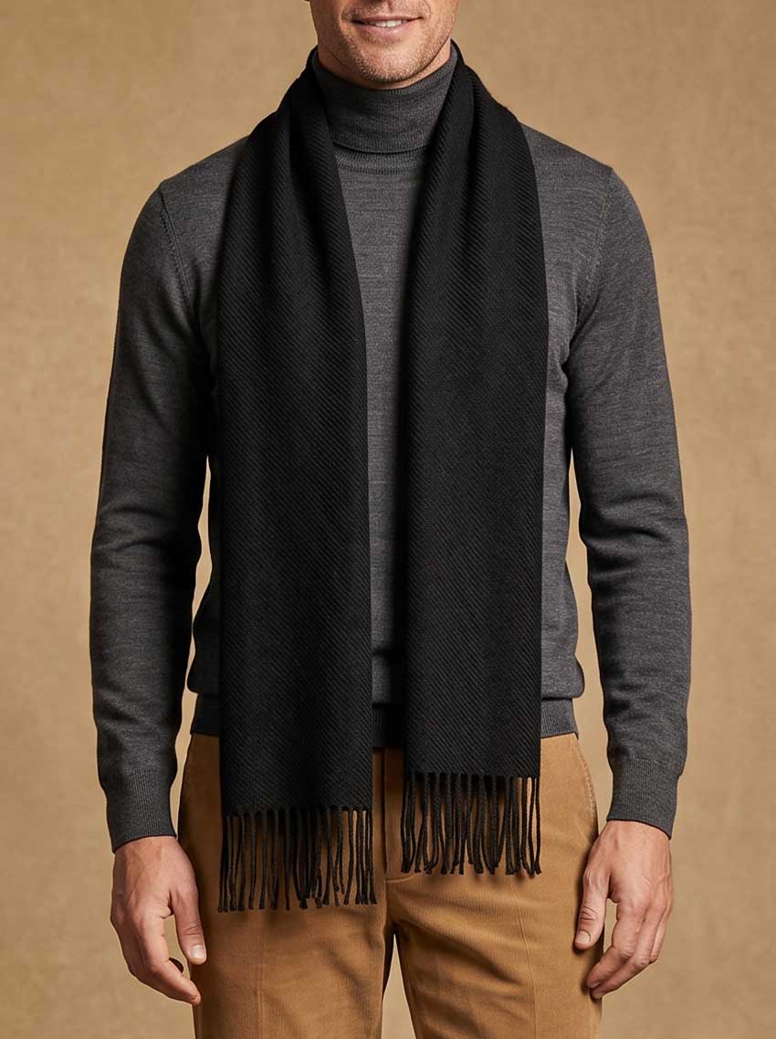 Bufanda Baby Alpaca Negra | Vuelvo al Sur