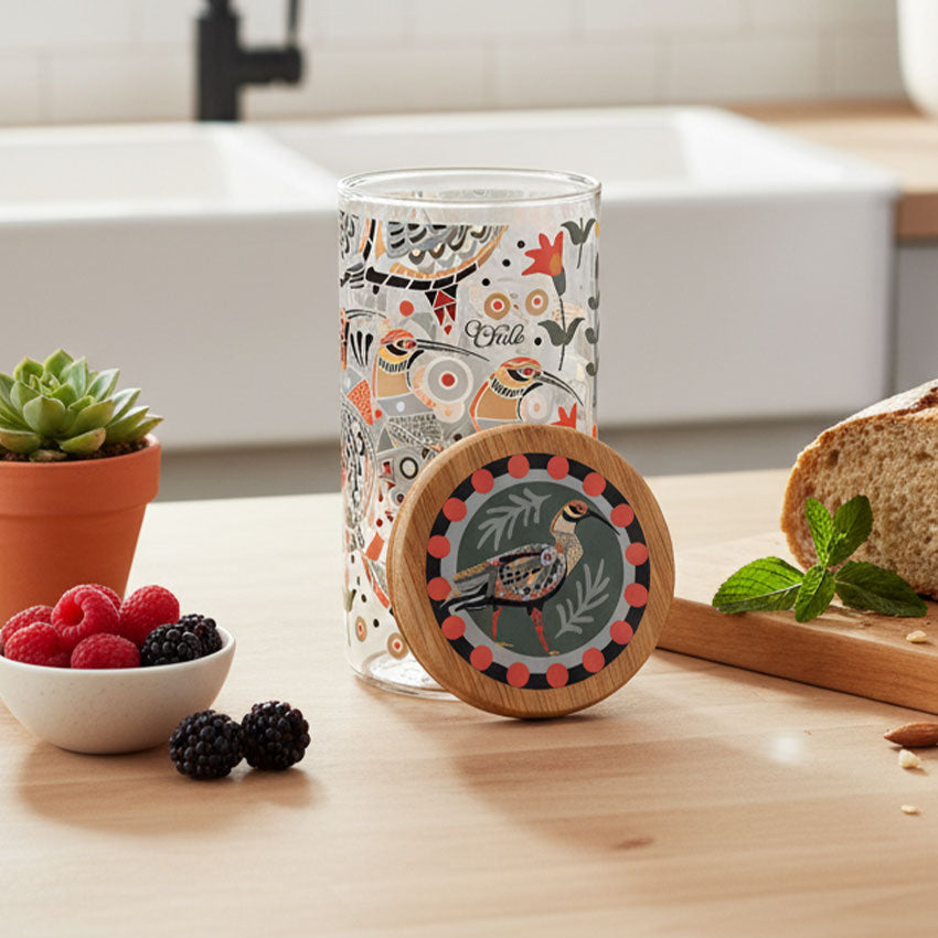 Frasco de Vidrio Decorativo Bandurrias