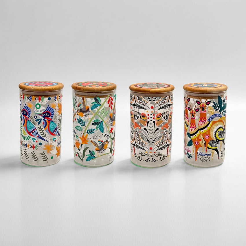 Frascos-Vidrio-Martín-Pescador-Chucao-Bandurria-Huemul