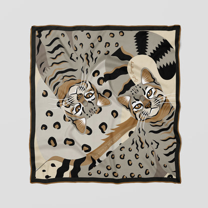 Pañuelo de Lana y Seda Gato de Geoffroy Chile · 90 cm