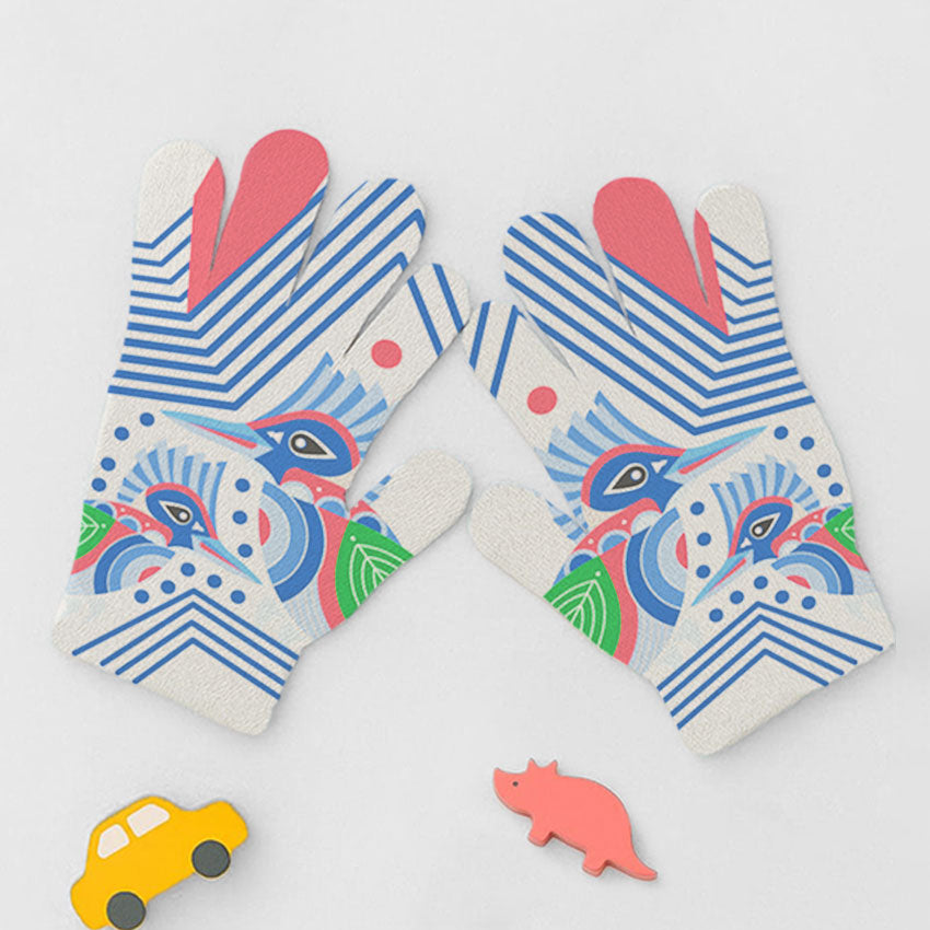 Kingfisher Childhood Print Gloves