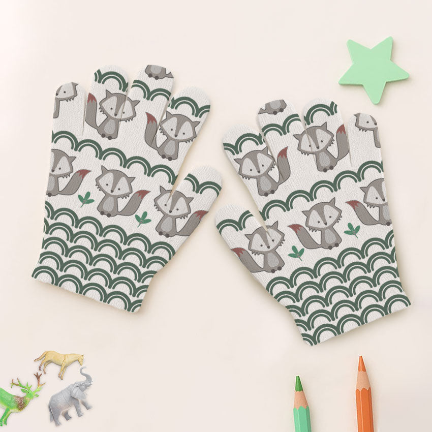 Foxes Childhood Print Gloves