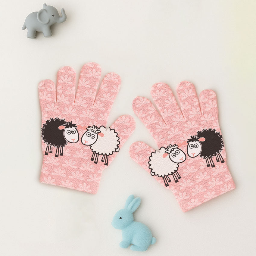Pink Sheep Childhood Print Gloves