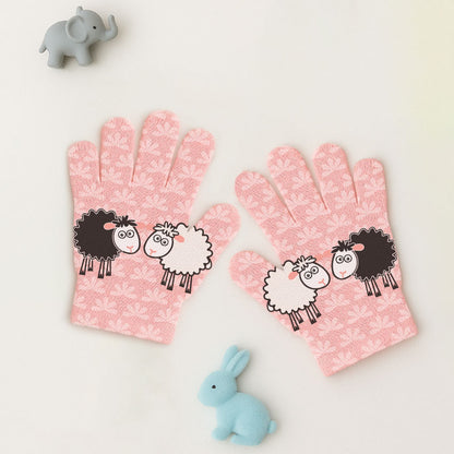 Pink Sheep Childhood Print Gloves