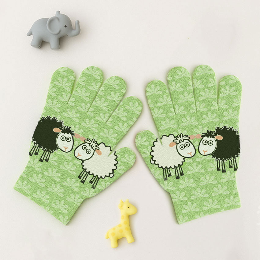 Guantes Print Infancia Ovejitas Verde