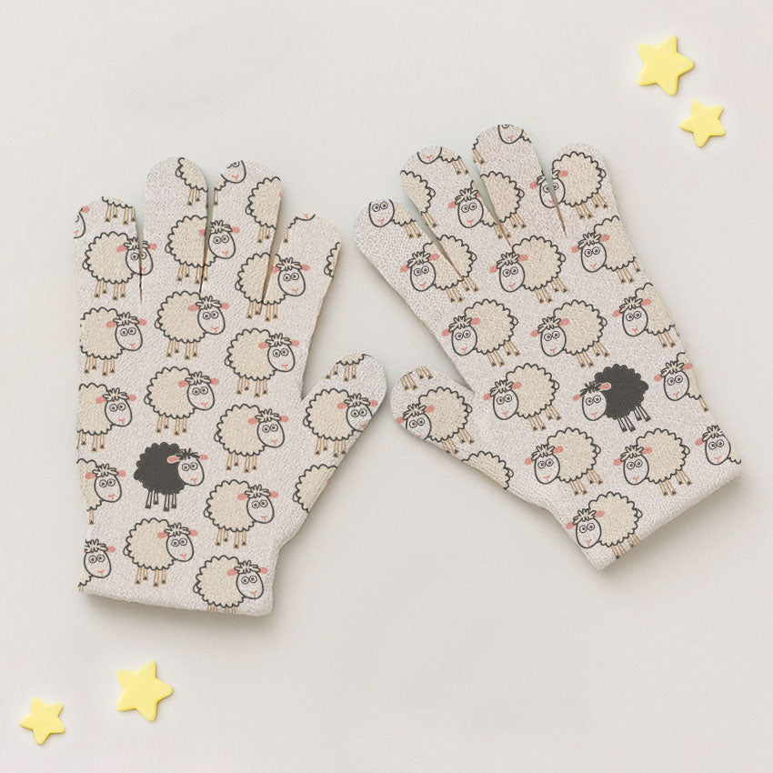 Green Sheep Childhood Print Gloves
