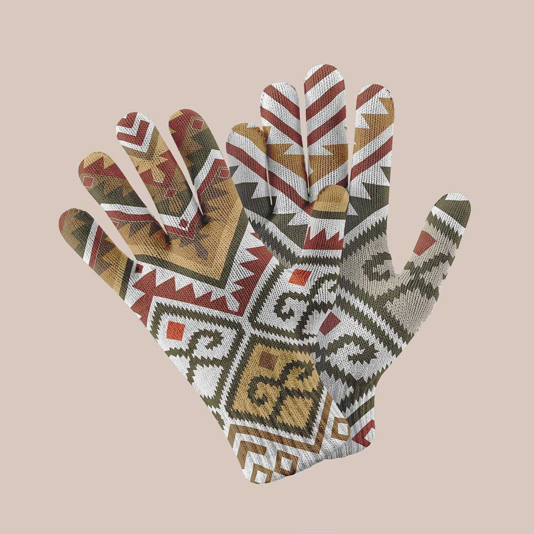 Guantes Mapuche Rojo  - Doble Diseño