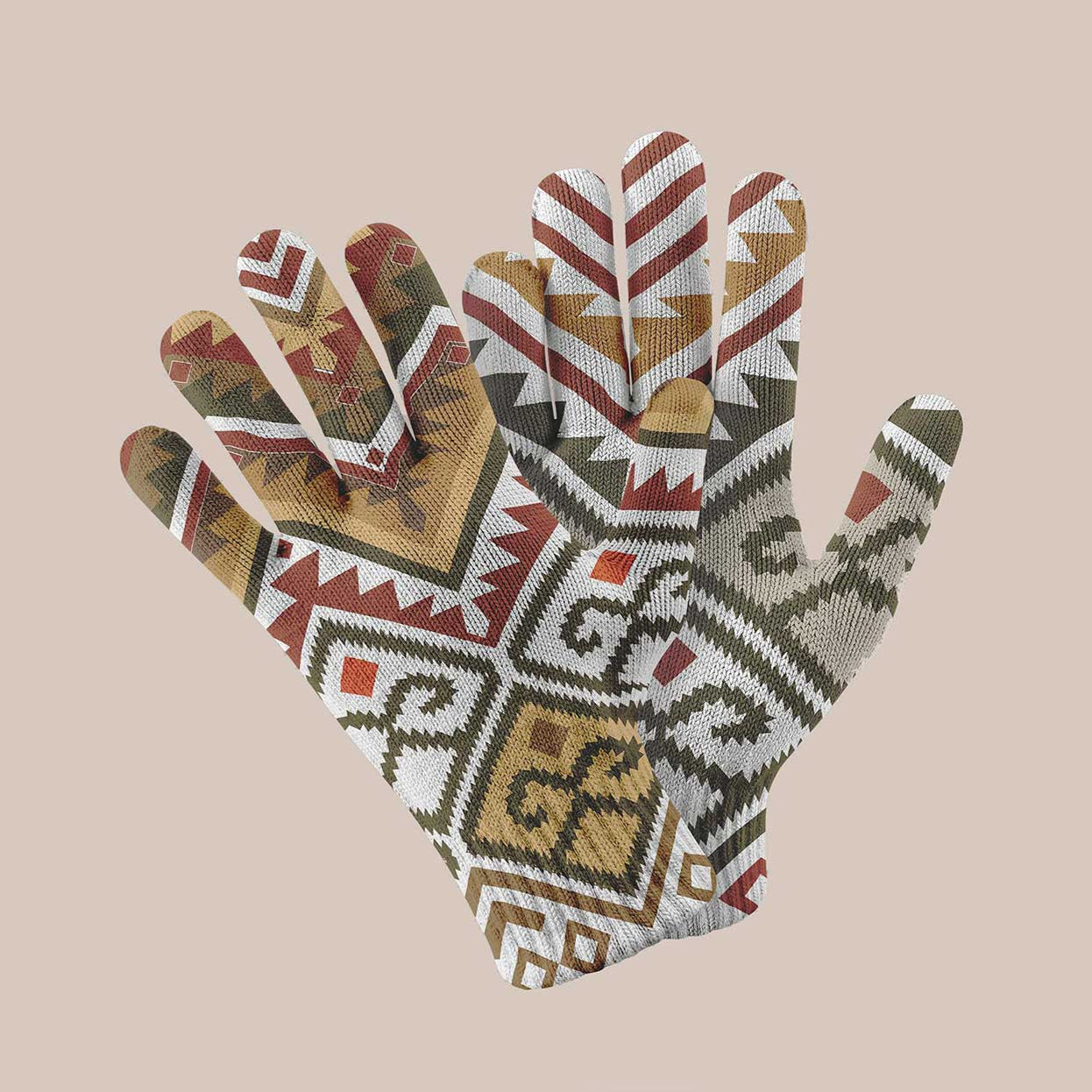 Guantes Mapuche Rojo  - Doble Diseño