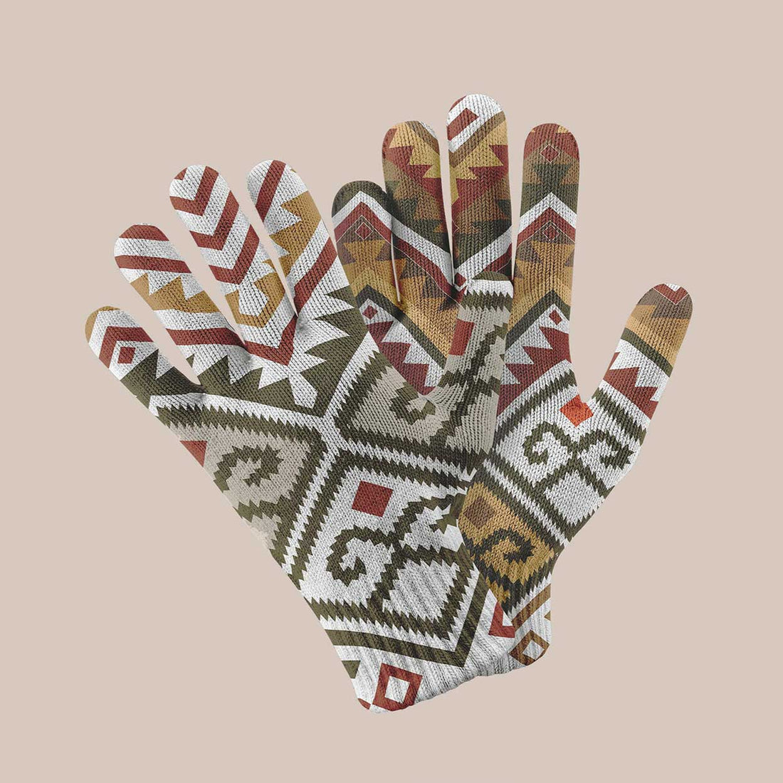 Guantes Mapuche Rojo  - Doble Diseño