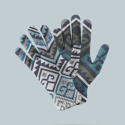 Guantes Mapuche Azul - Doble Diseño