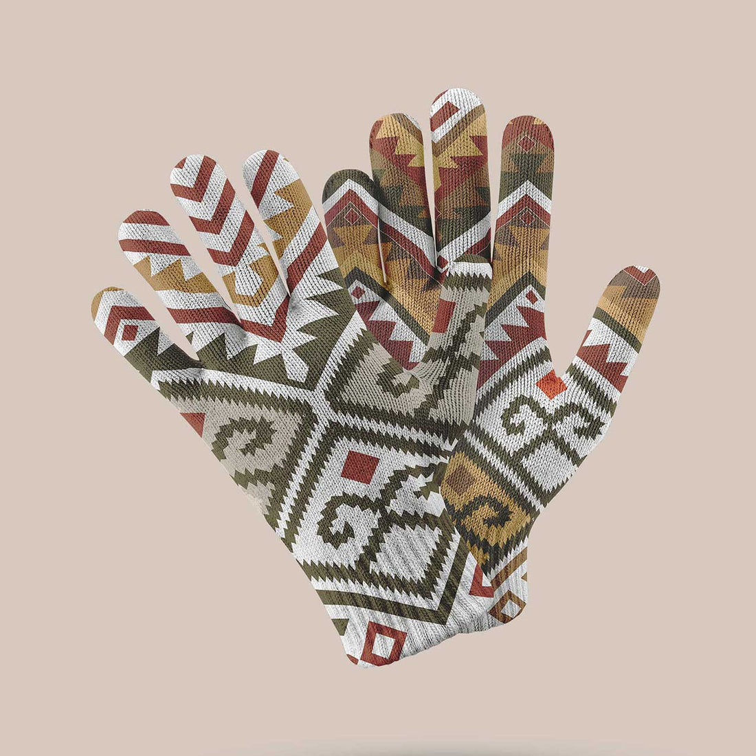 Guantes Mapuche Rojo  - Doble Diseño