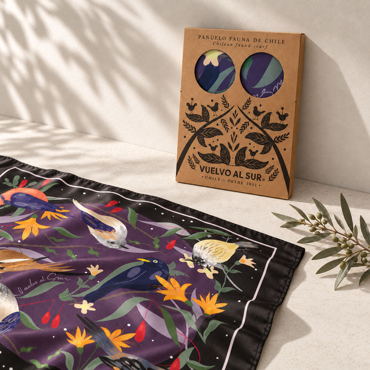 Small Birds at Sunset Scarf Black 80