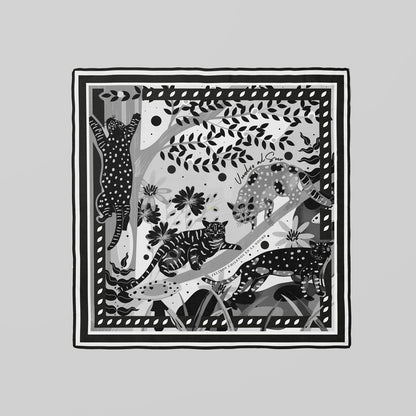 Pañuelo Felinos de Chile  Blanco y Negro 80