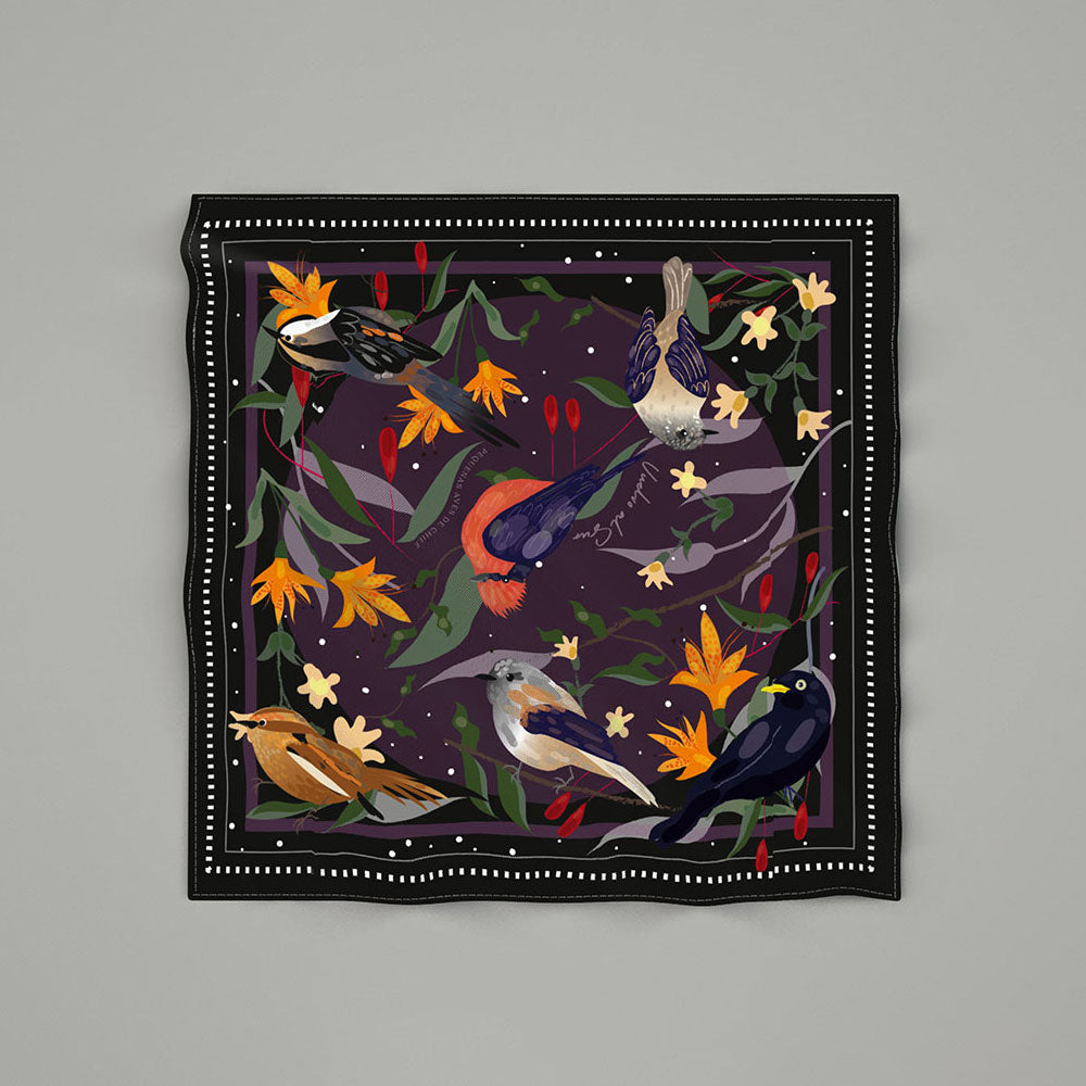 Small Birds at Sunset Scarf Gray 60