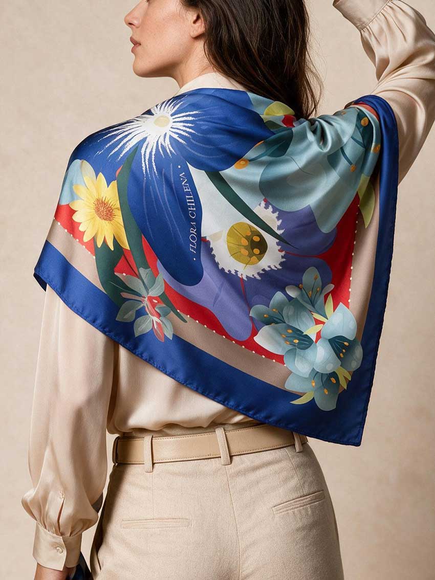 Maxi Pañuelo de Satín Flora Chilena | Vuelvo al Sur