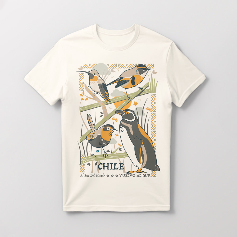 Polera Hombre Aves de Chile Al Sur del Mundo Frente