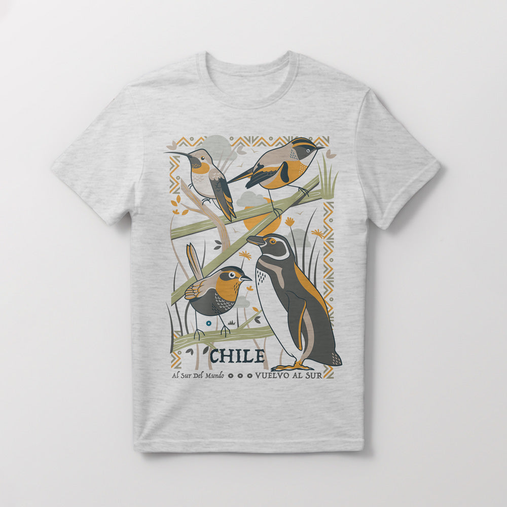 Polera Hombre Aves de Chile Al Sur del Mundo Frente