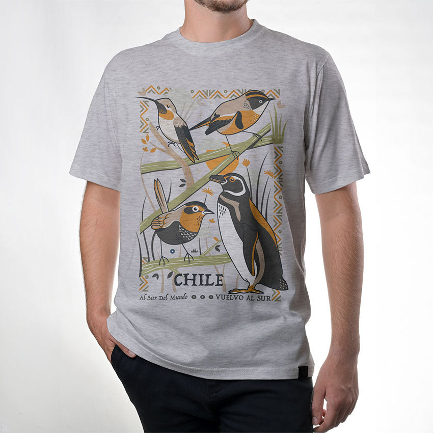 Polera Hombre Aves de Chile Al Sur del Mundo Frente