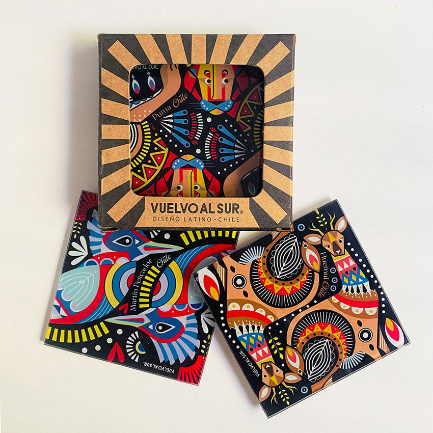 SET POSAVASOS CUADRADOS FAUNA GEOMÉTRICA NOCHE