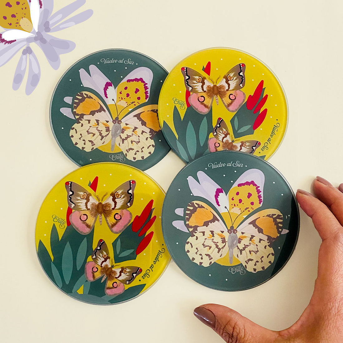 Warm Chilean Butterflies COASTER SET