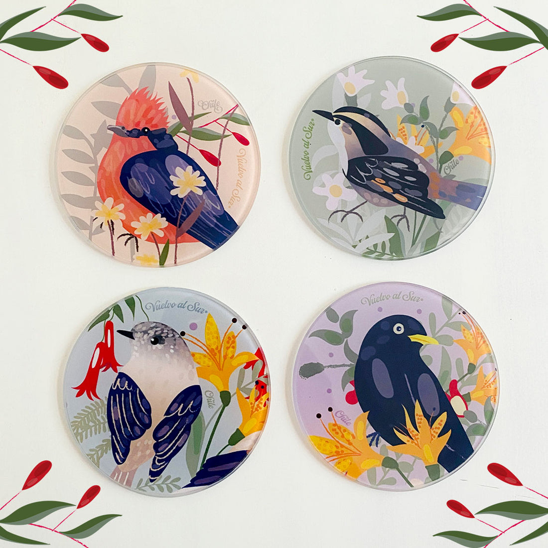 COASTER SET Small Birds of Chile