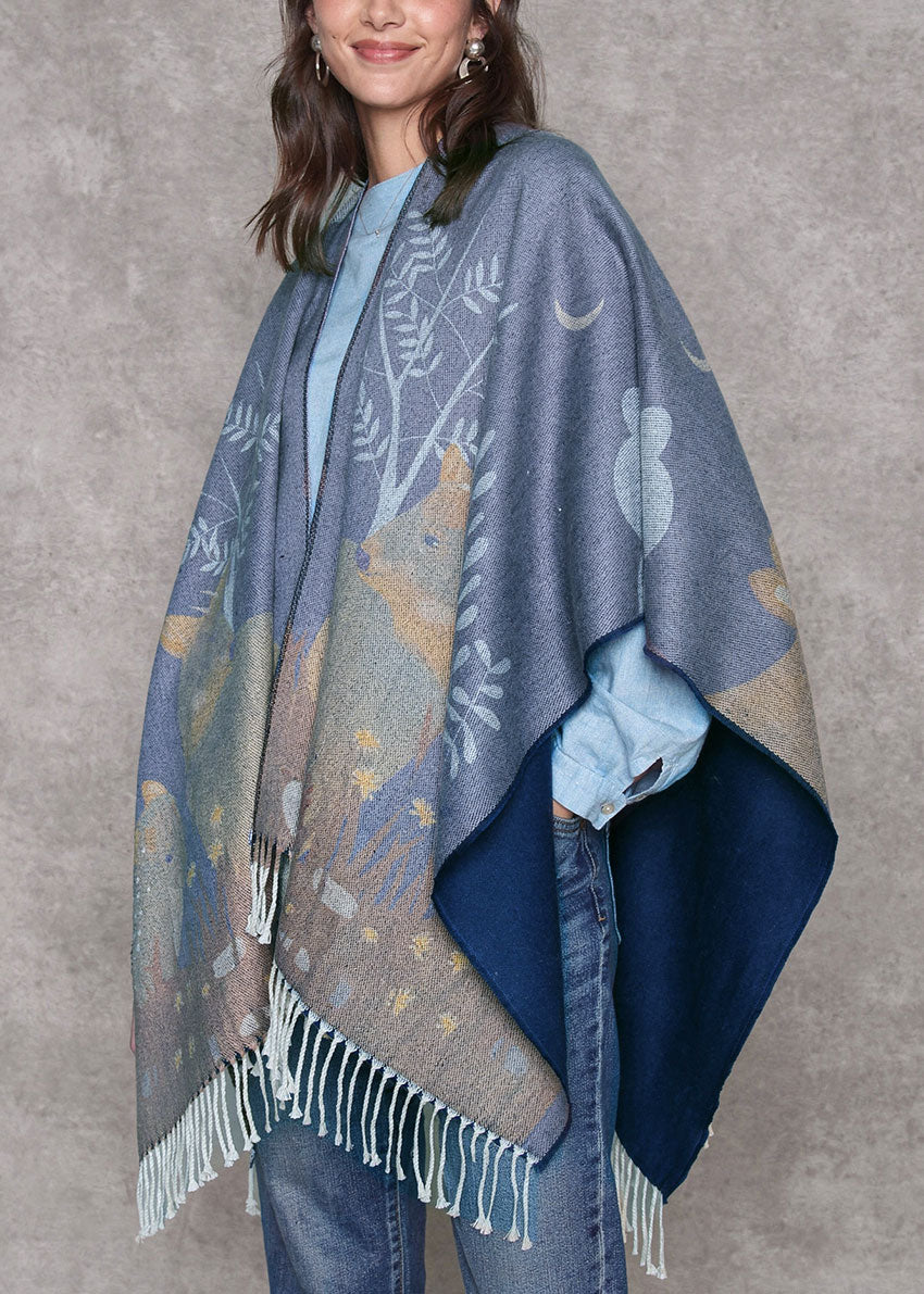 Ruana con Alpaca Pudúes en la Noche