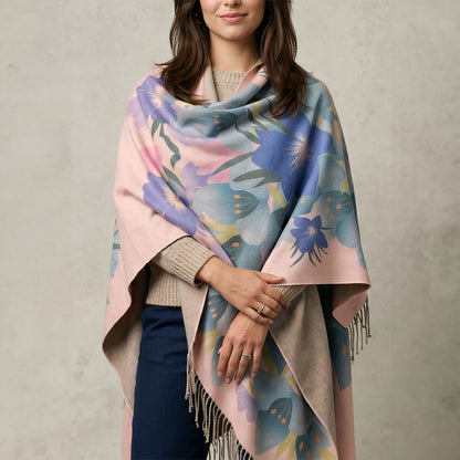 Ruana con Alpaca Flores de Chile Rosa — Edición Especial
