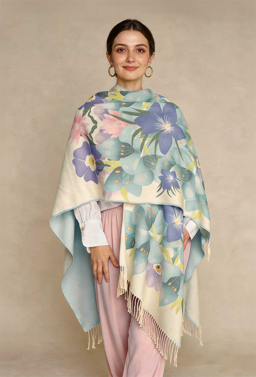 Ruana con Alpaca Flores de Chile